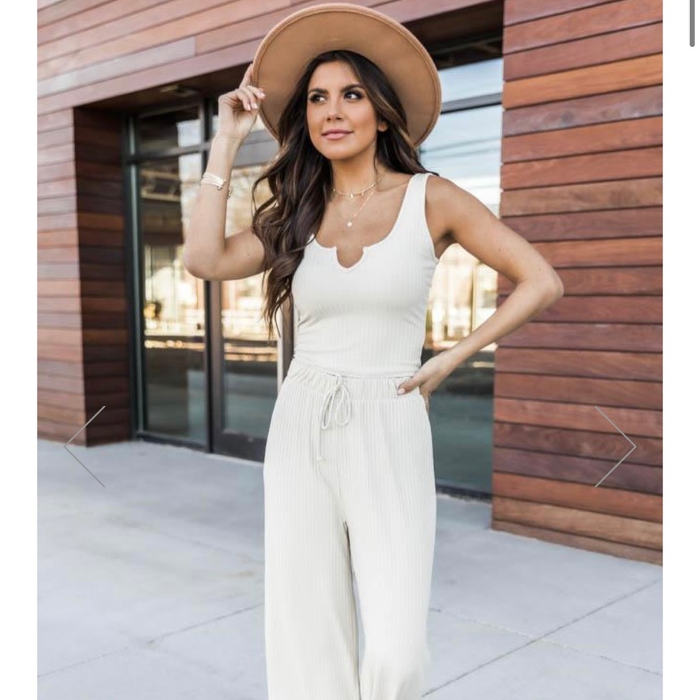 Pink Lily Ribbed Tank and Pants